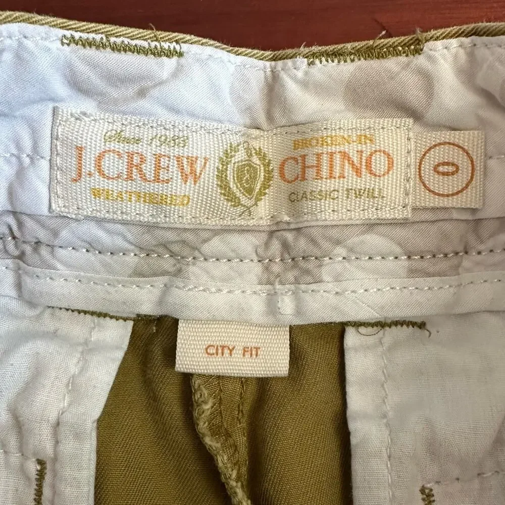 J Crew Chino Cotton City Fit Green 100% Cotton Summer Shorts P1013 Size 0